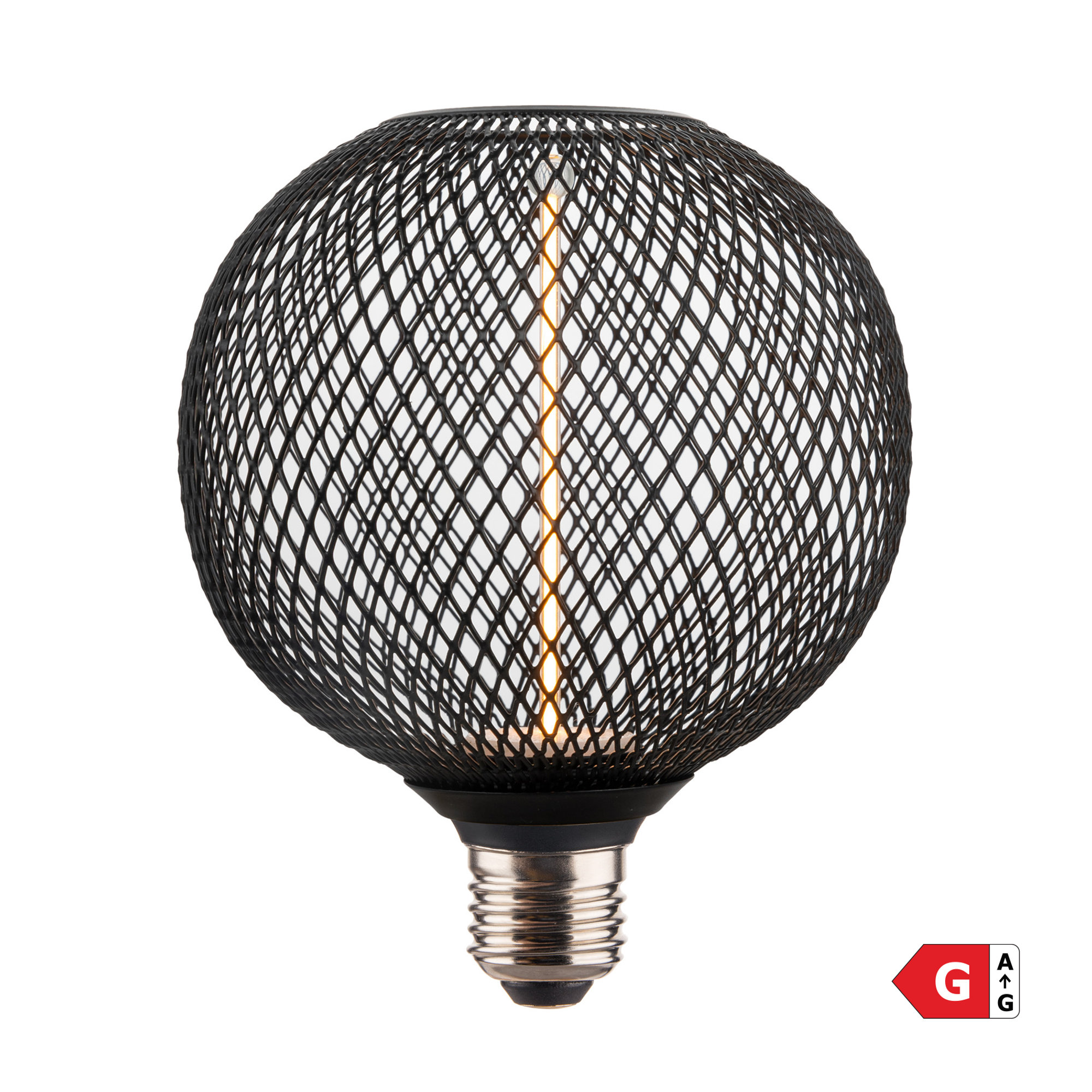 LED Metal Cage Single Filament Dimmable Bulb - 3.5W E27 - Black