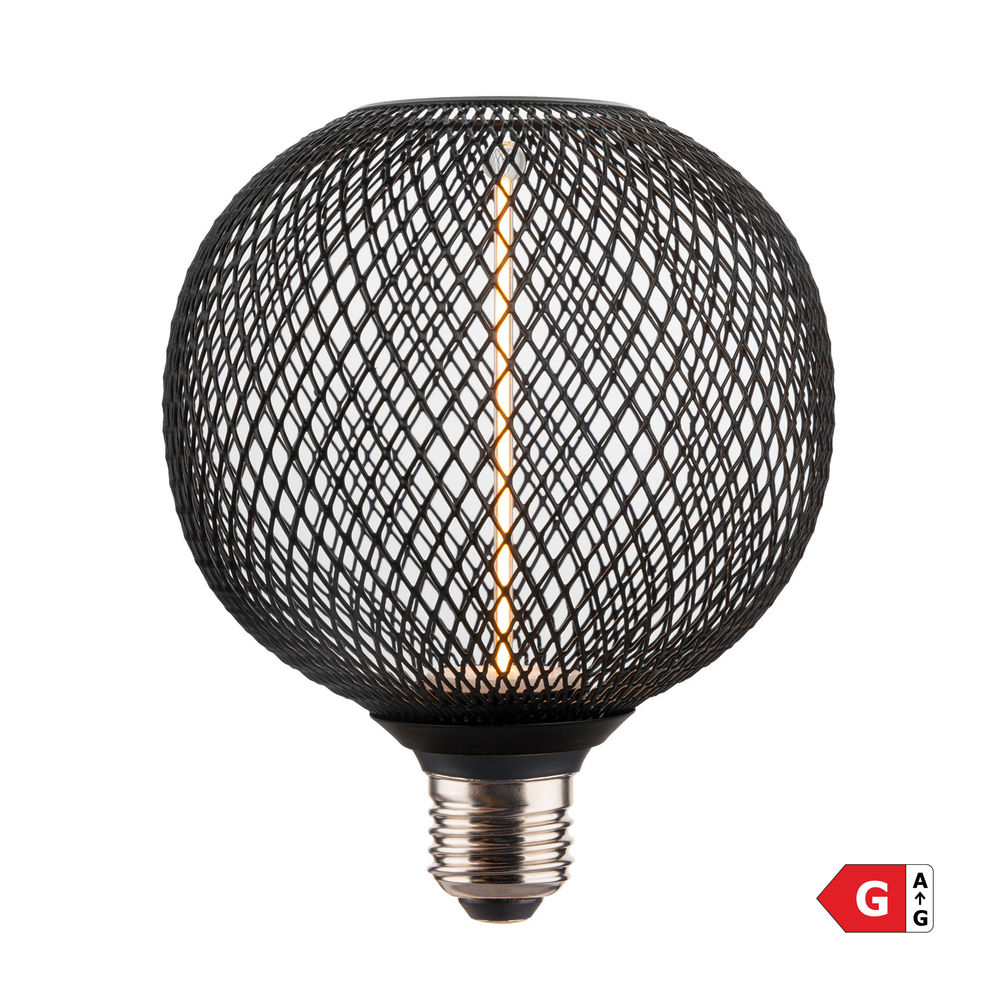 LED Metal Cage Single Filament Dimmable Bulb - 3.5W E27 - Black