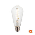 LED Edison Spiral Old Filament Dimmable Bulb- 6W E27 Pear ST64 - Clear