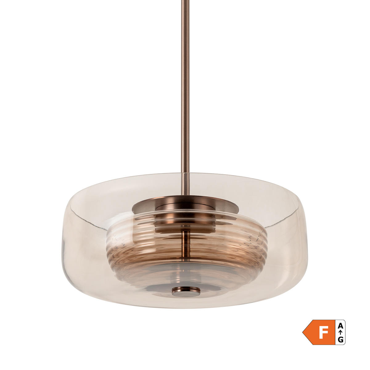 Selby Layered Glass Round Pendant Light in Mocha with Bronze Holder