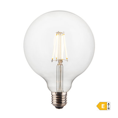 LED Edison Old Filament Dimmable Bulb - 7W E27 Globe G125 - Clear - LED Decorative Light Bulbs - Industville Lighting UK