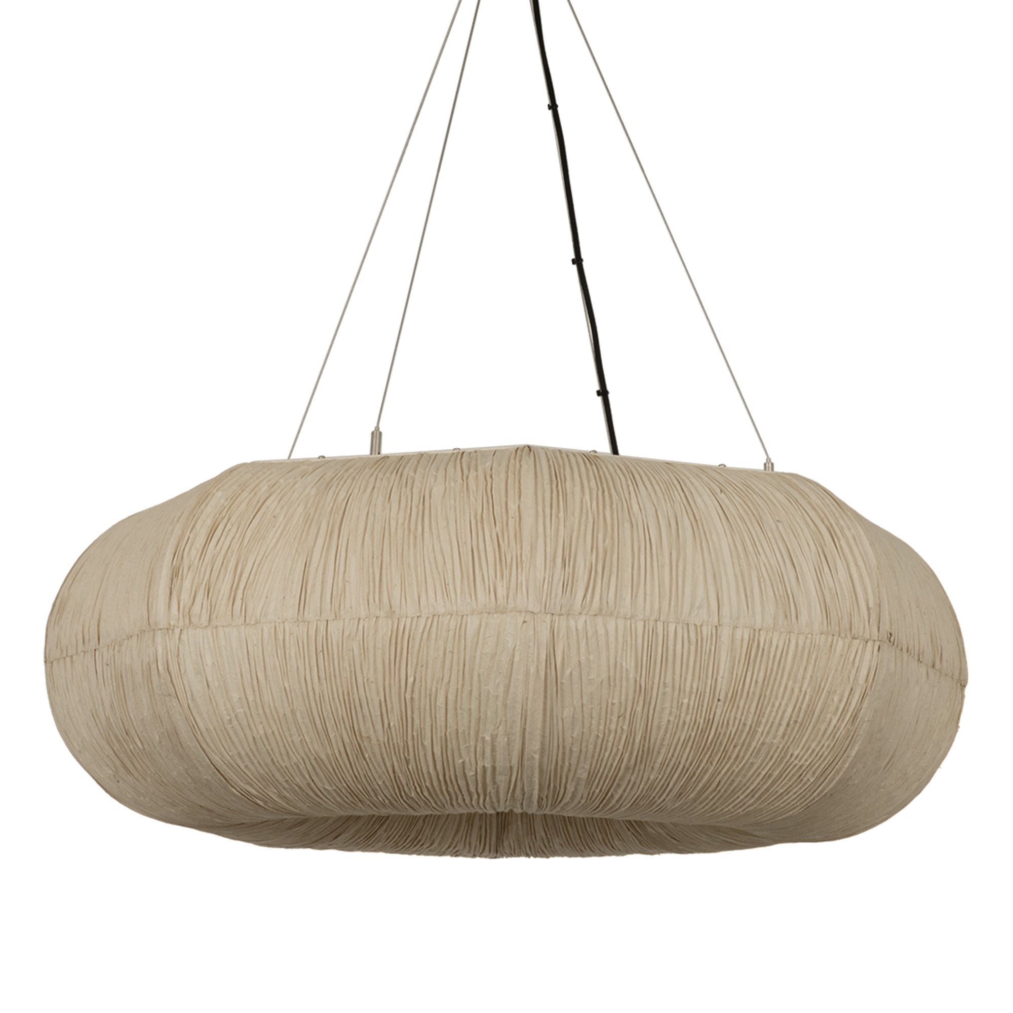 Epping Ring Paper Pendant Light in Ivory in large size close up of shade and flex