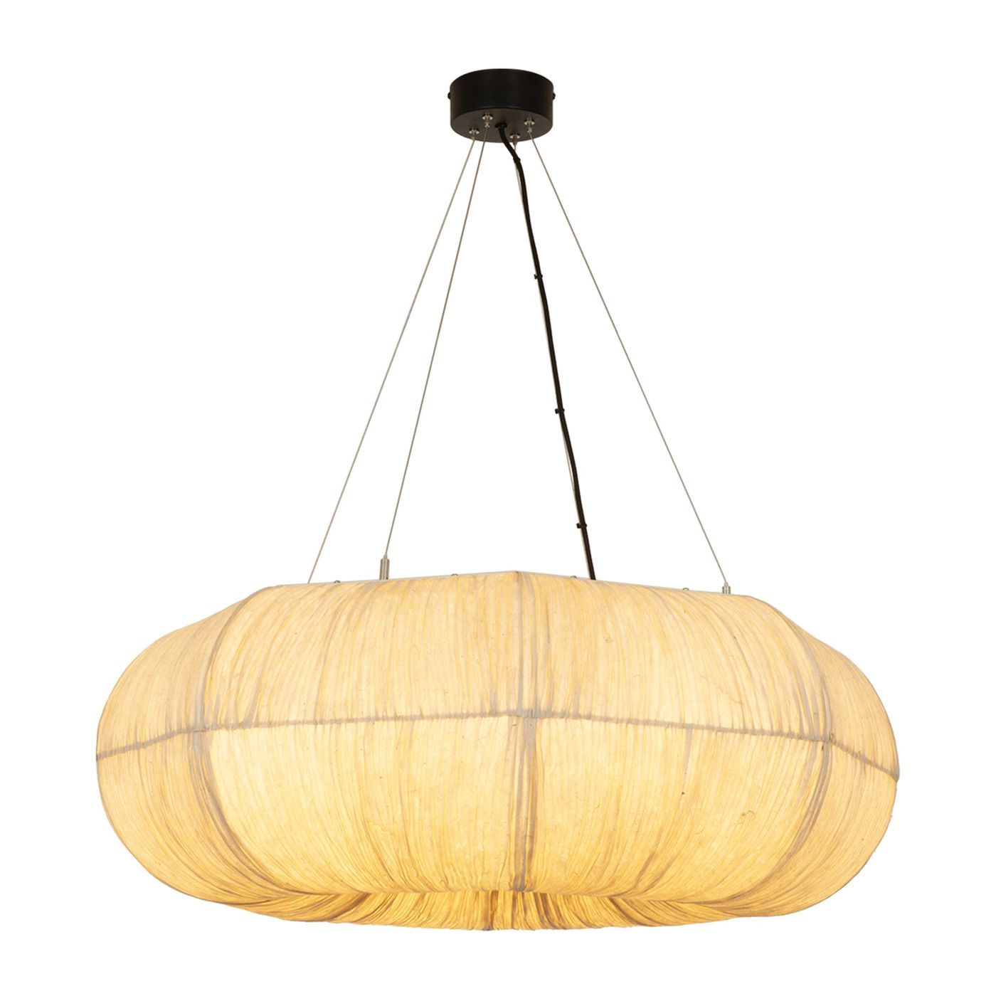 Epping Ring Paper Pendant Light in Ivory in large size lit up