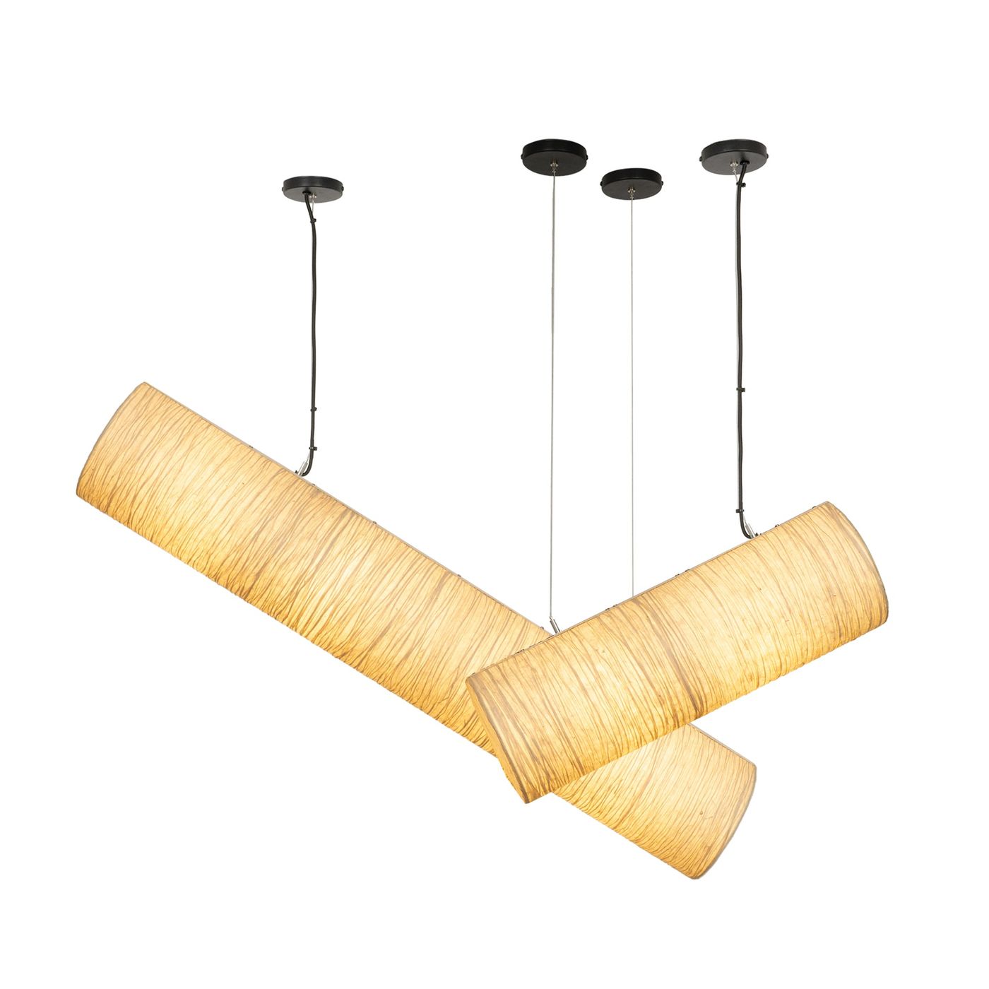 Epping Tube Paper Pendant Light in Ivory small and large size combined lit up