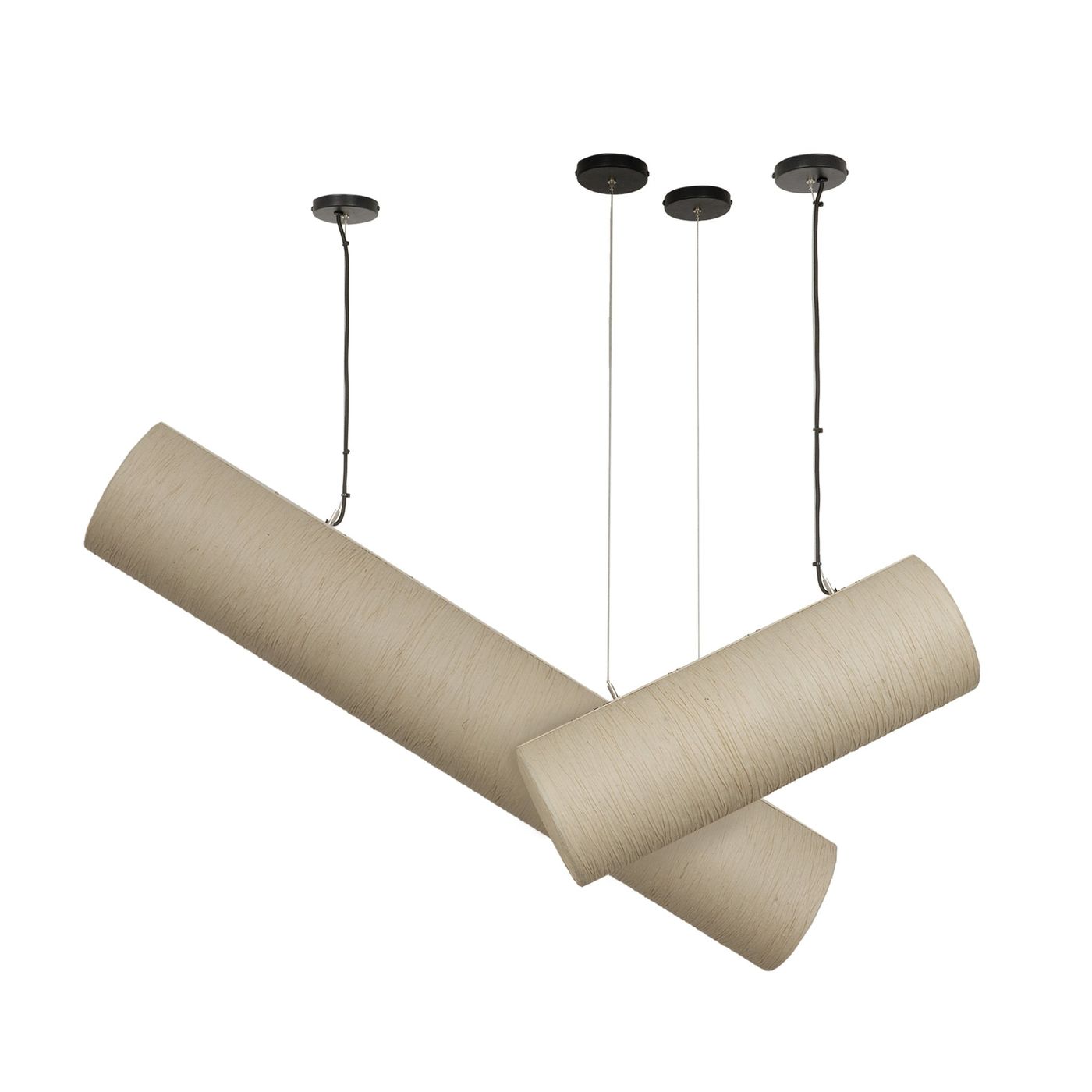 Epping Tube Paper Pendant Light in Ivory small and large size combined