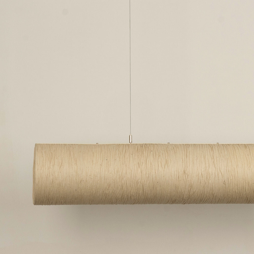 Epping Tube Paper Pendant Light in Ivory in large size close up the paper shade
