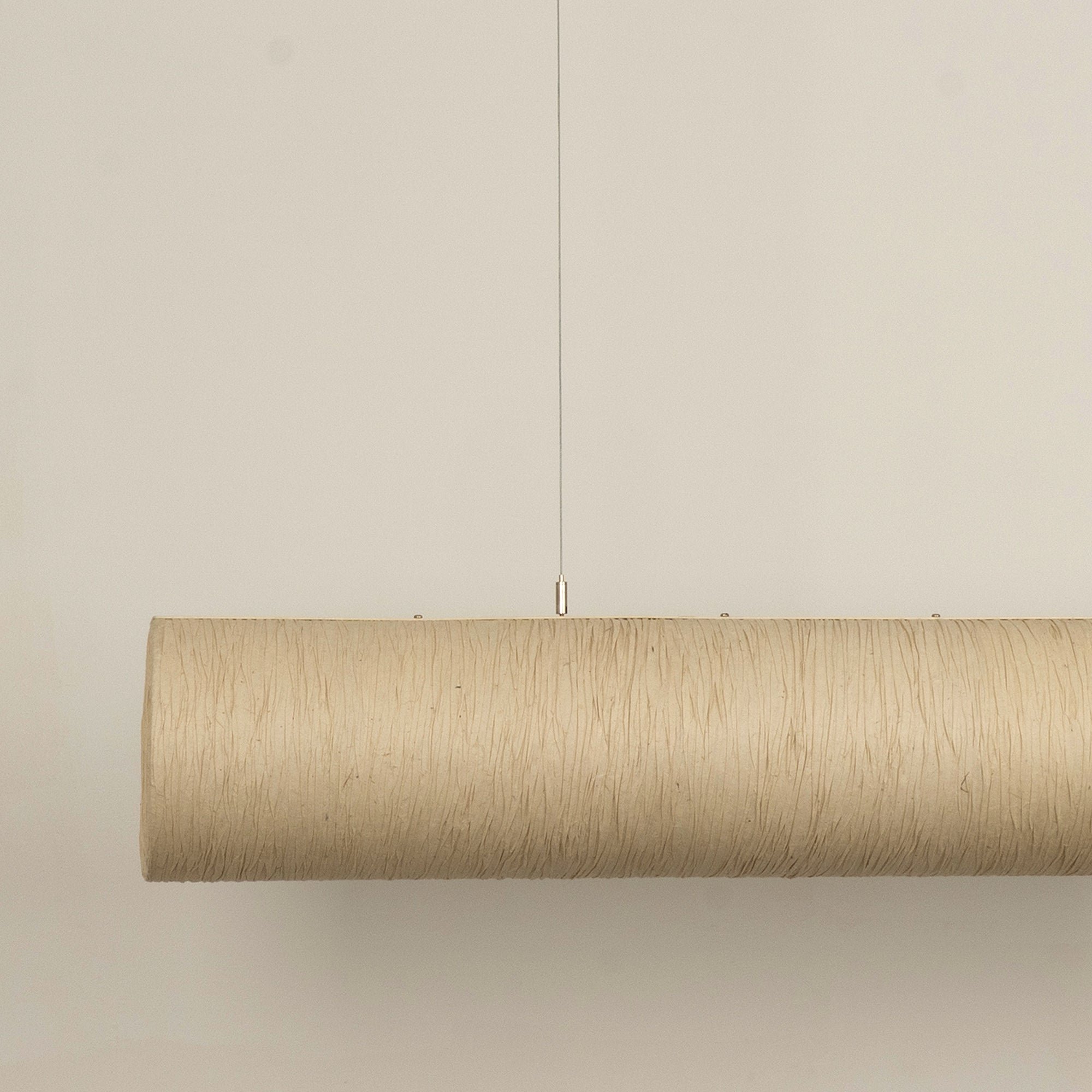 Epping Tube Paper Pendant Light in Ivory in large size close up the paper shade

