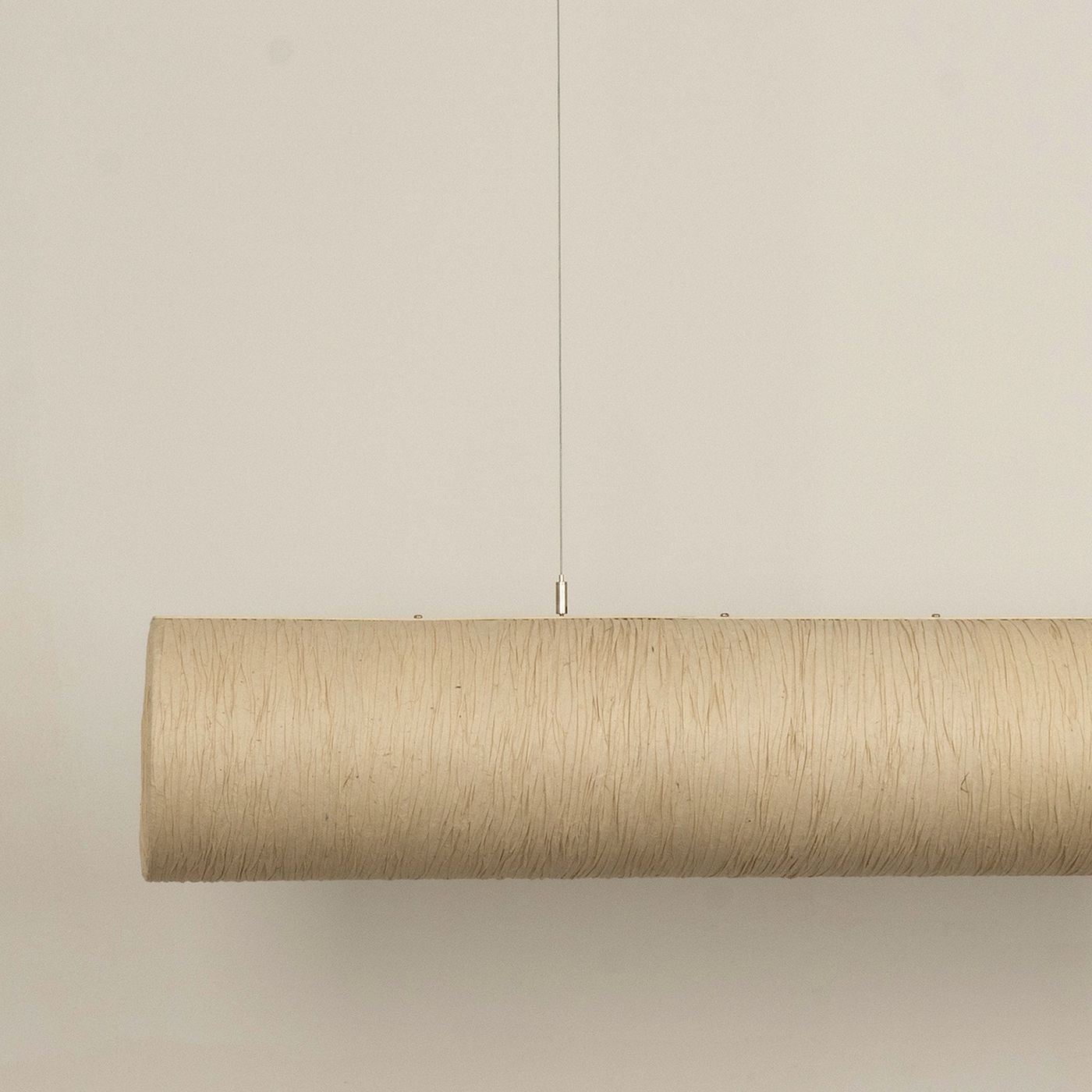 Epping Tube Paper Pendant Light in Ivory in large size close up the paper shade
