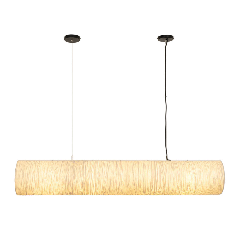 Epping Tube Paper Pendant Light in Ivory in large size lit up