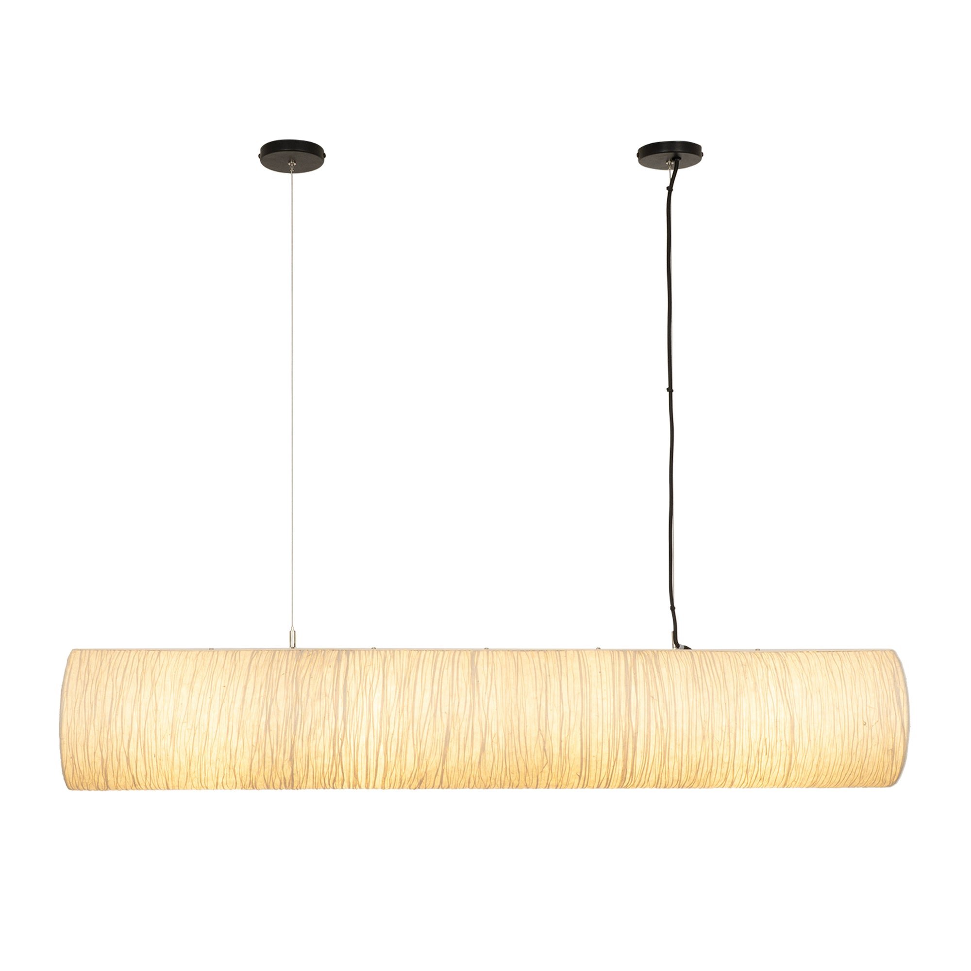 Epping Tube Paper Pendant Light in Ivory in large size lit up