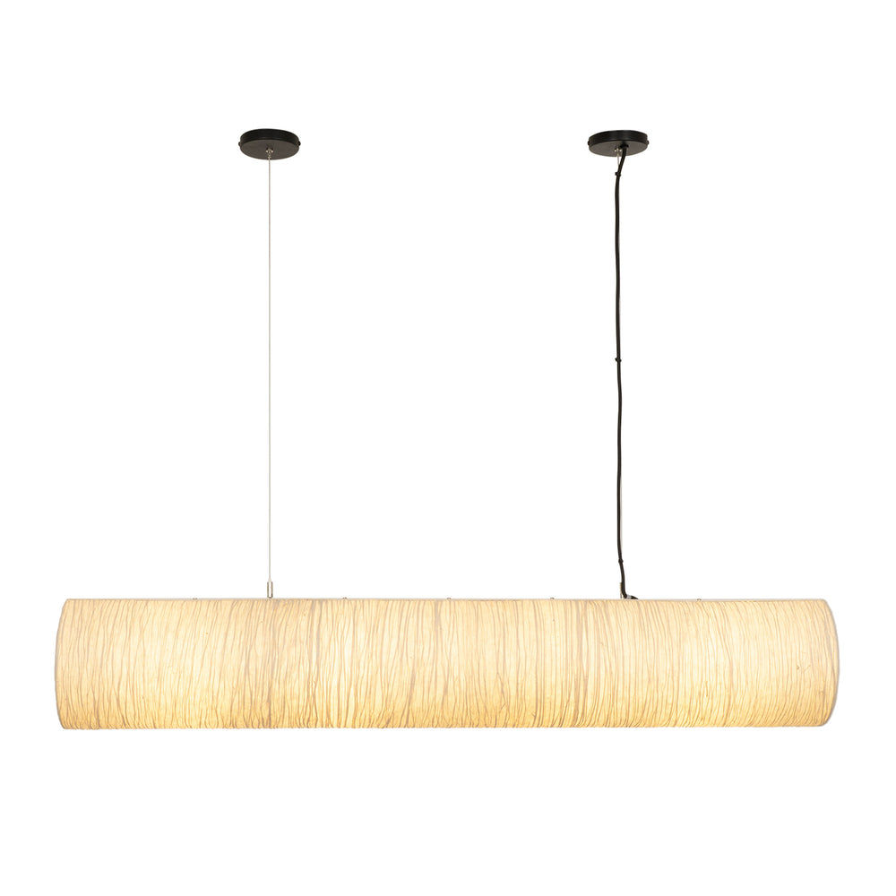 Epping Tube Paper Pendant Light in Ivory in large size lit up