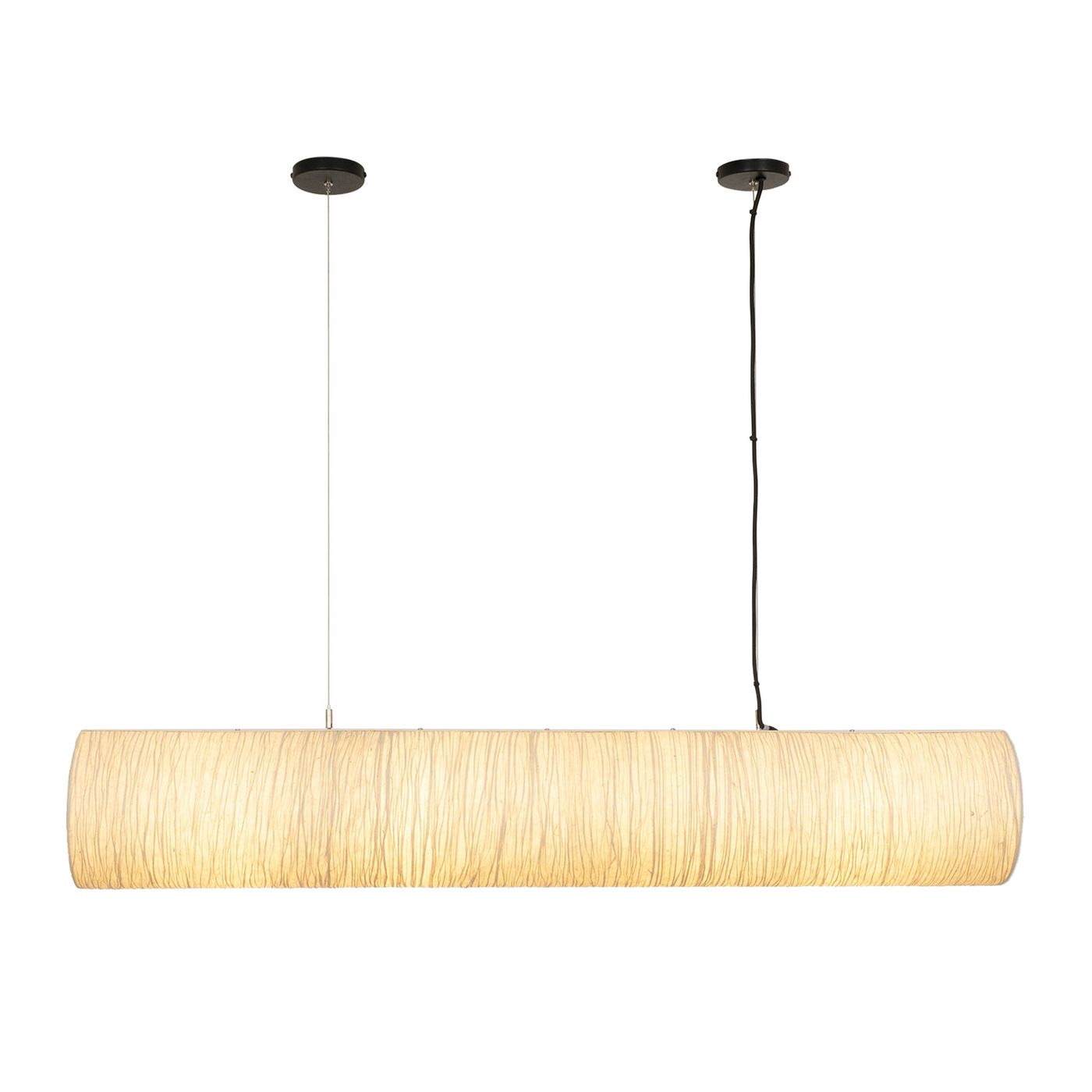 Epping Tube Paper Pendant Light in Ivory in large size lit up