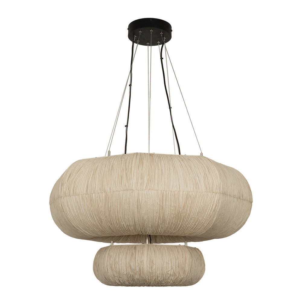 Epping Ring Paper Pendant Light in Ivory in small and large size combined
