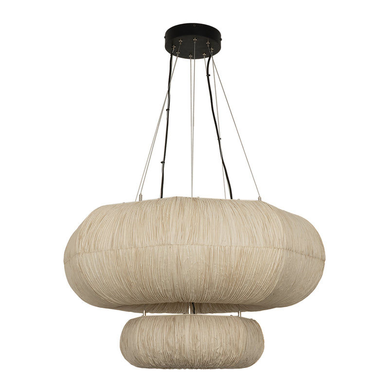 Epping Ring Paper Pendant Light in Ivory in small and large size combined
