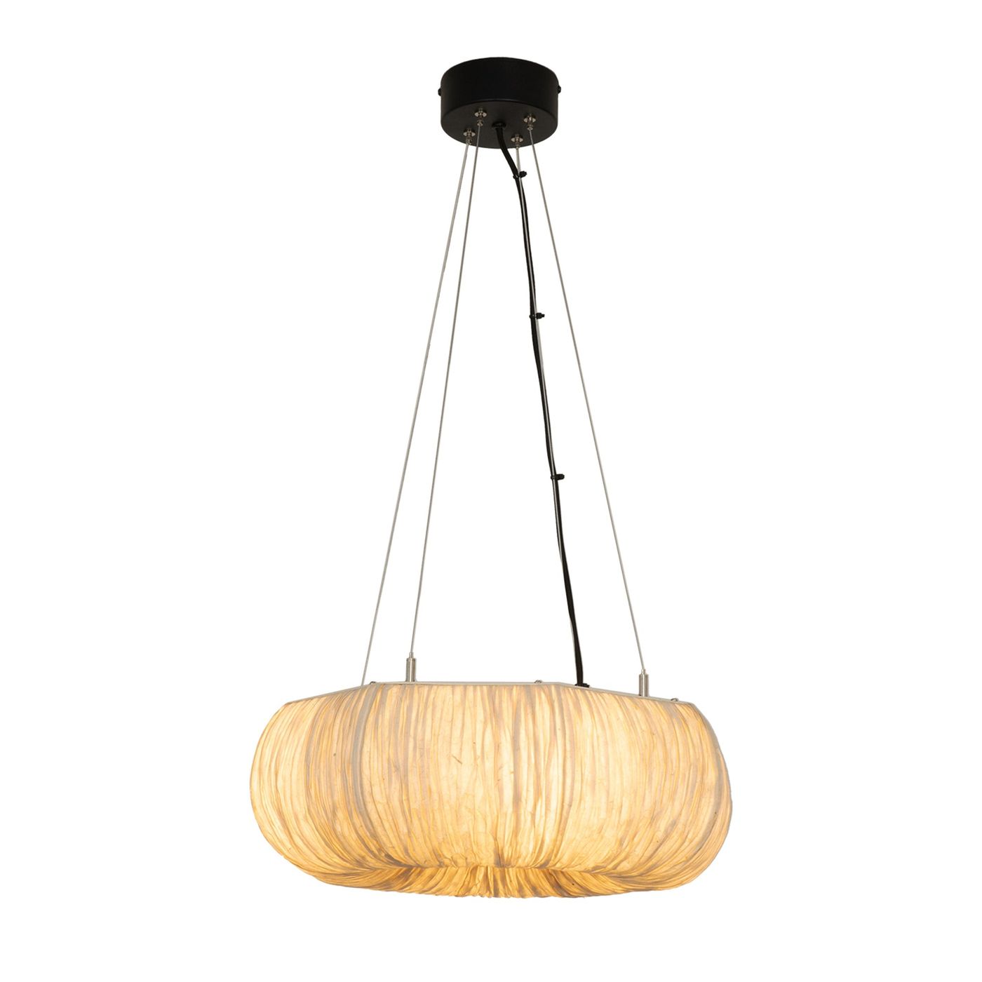 Epping Ring Paper Pendant Light in Ivory in small size lit up