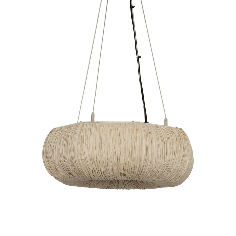Epping Ring Paper Pendant Light in Ivory in small size close up of the shade and flex