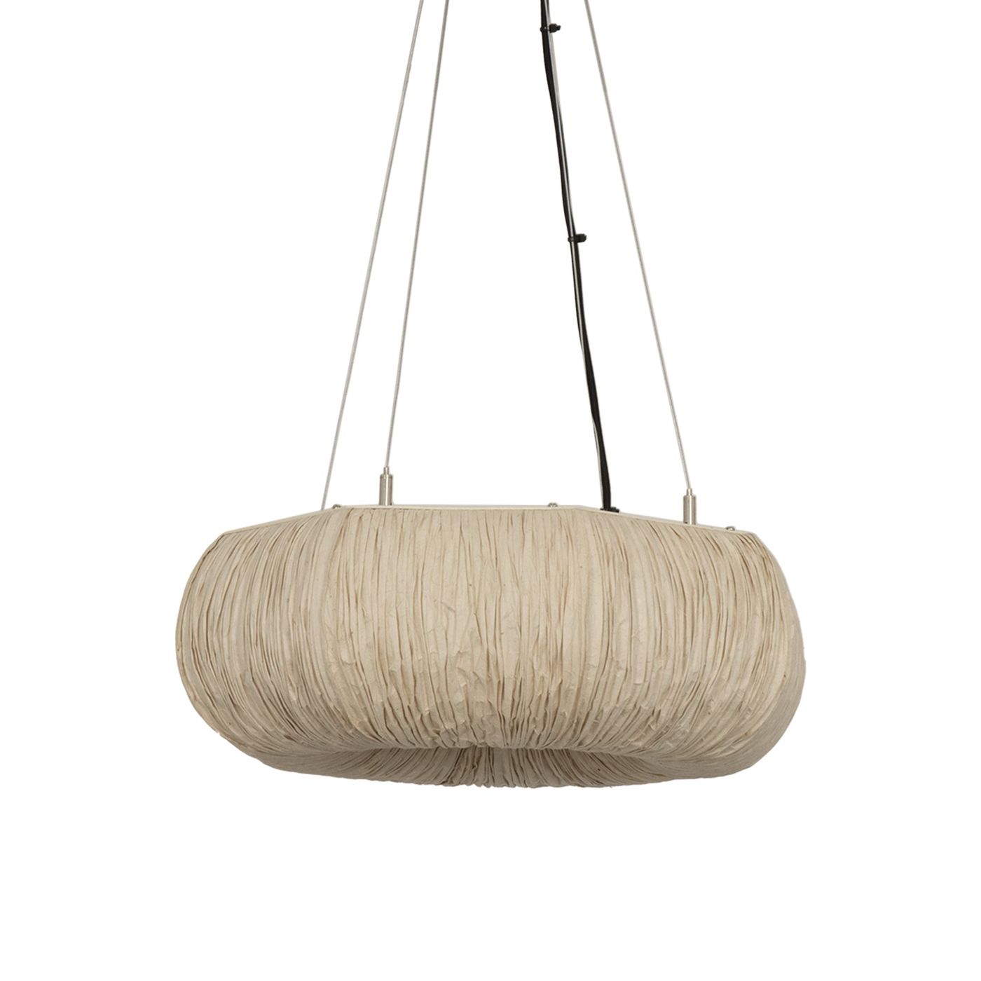 Epping Ring Paper Pendant Light in Ivory in small size close up of the shade and flex