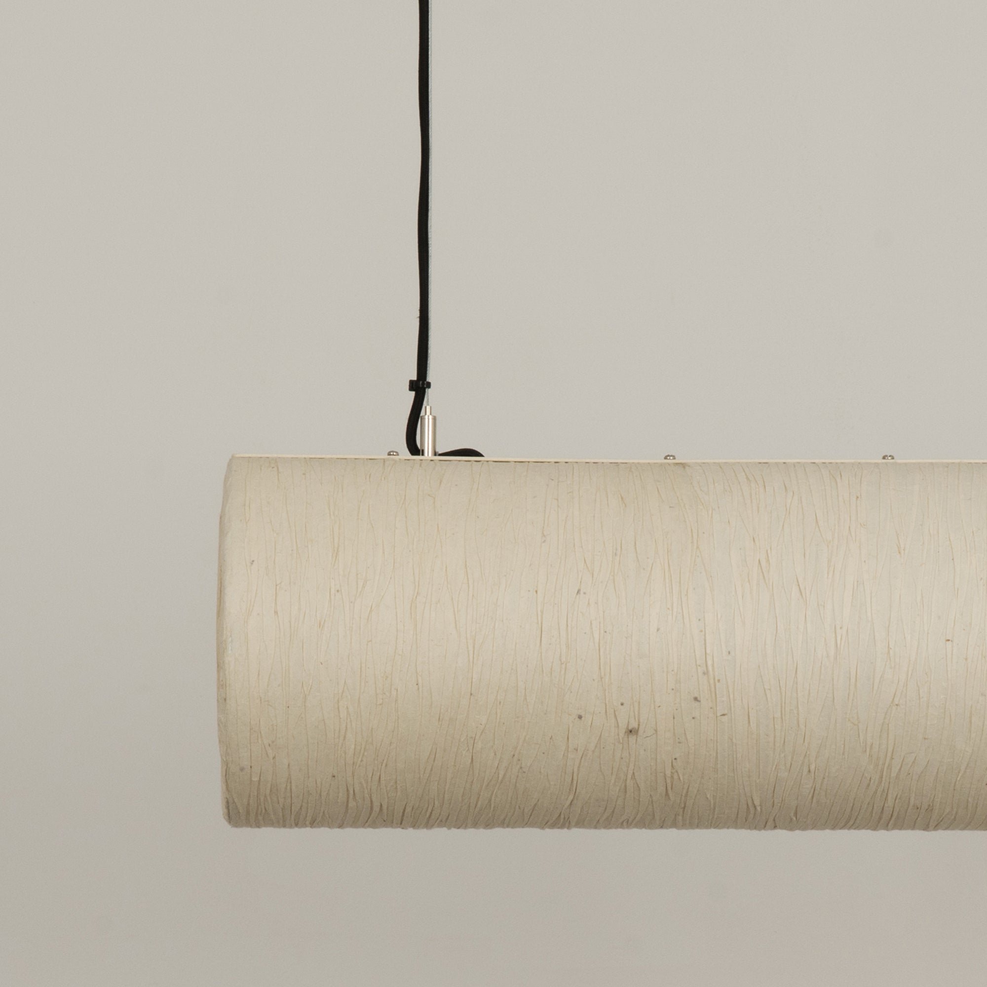 Epping Tube Paper Pendant Light in Ivory in small size close up the paper shade