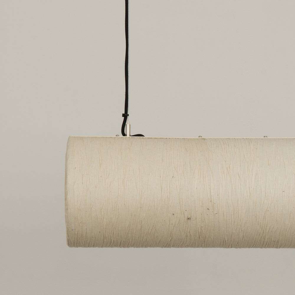 Epping Tube Paper Pendant Light in Ivory in small size close up the paper shade