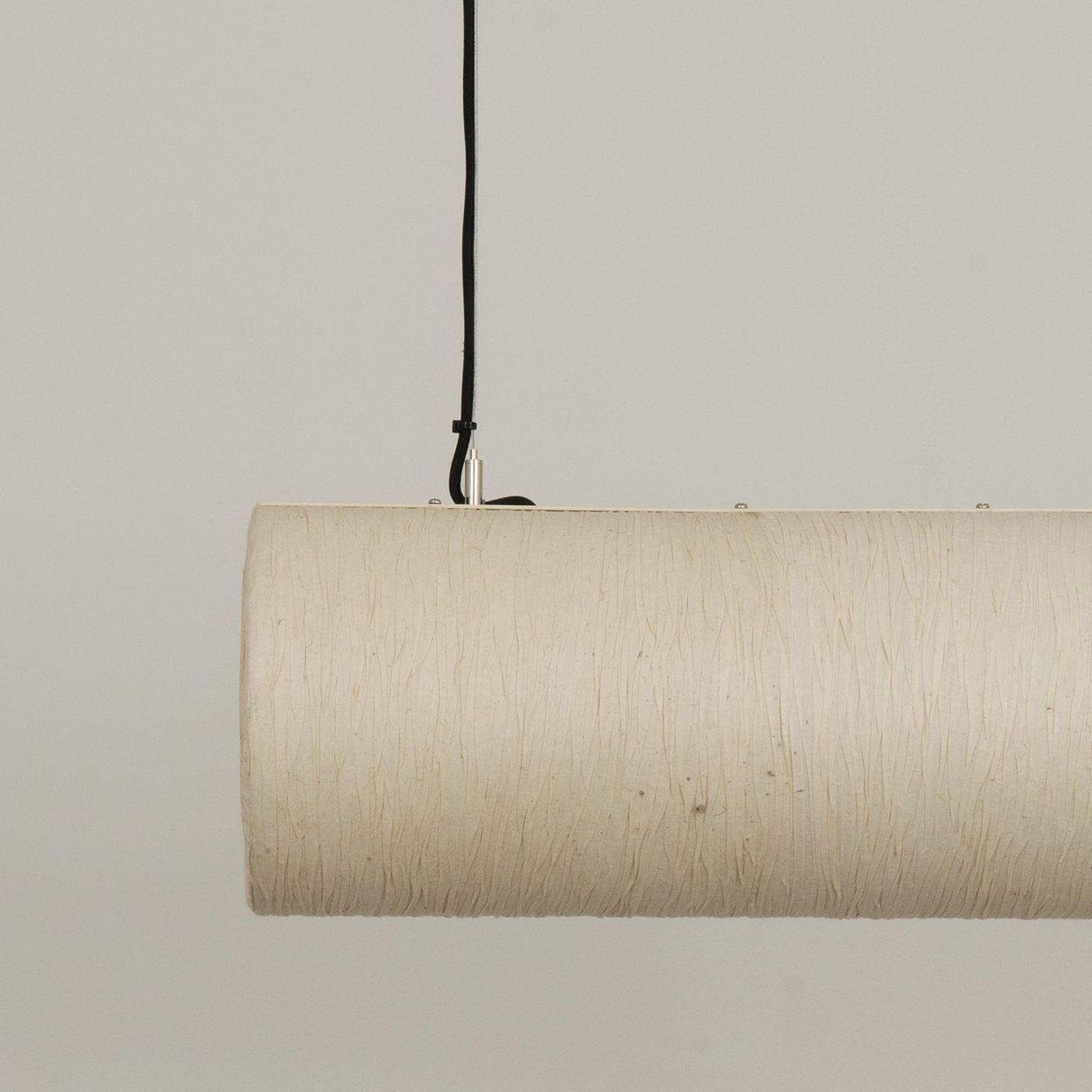 Epping Tube Paper Pendant Light in Ivory in small size close up the paper shade