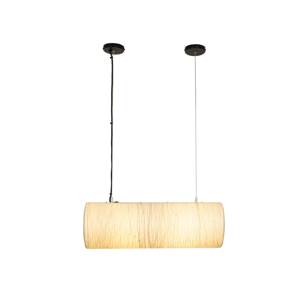 Epping Tube Paper Pendant Light in Ivory in small size lit up