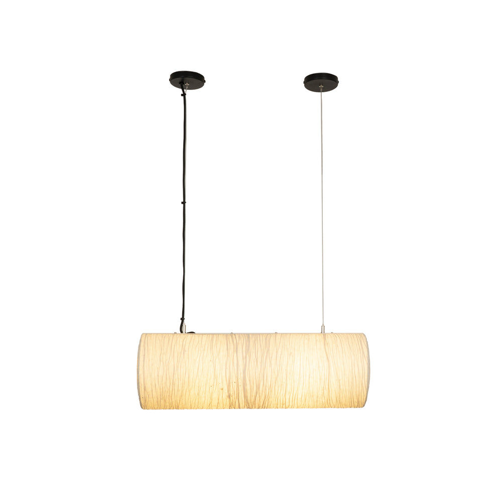 Epping Tube Paper Pendant Light in Ivory in small size lit up