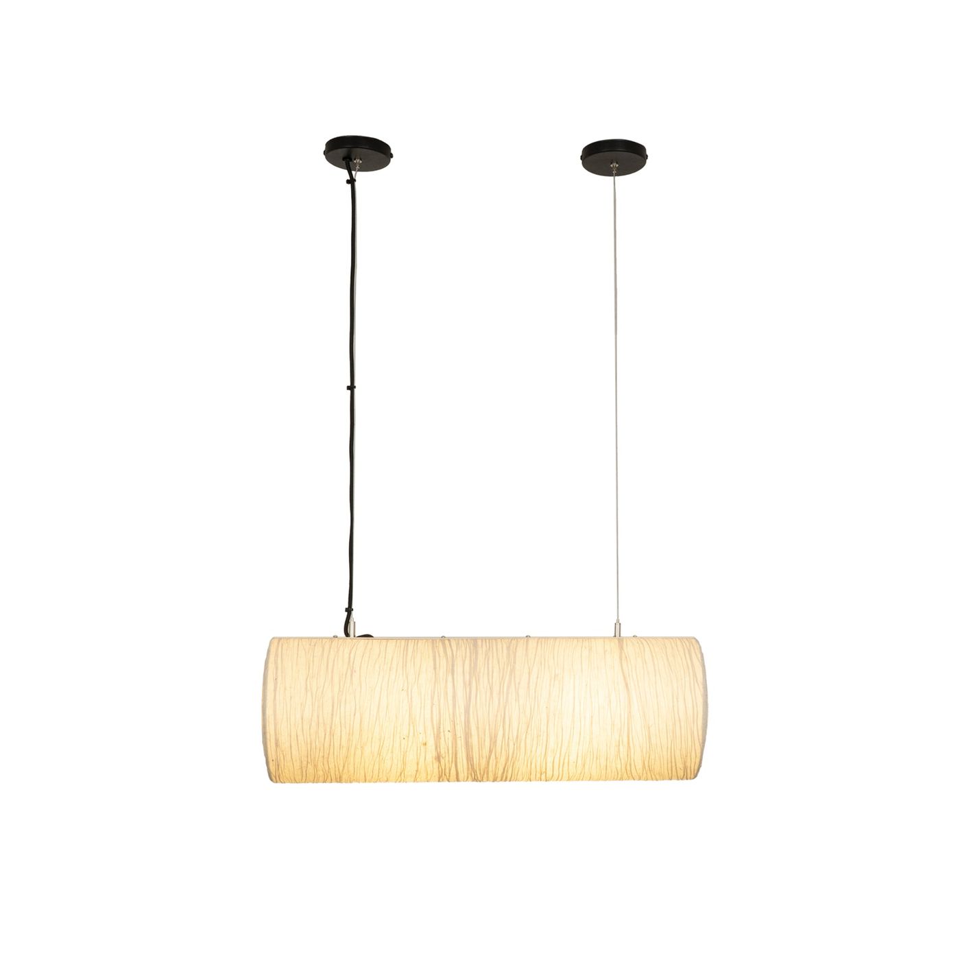 Epping Tube Paper Pendant Light in Ivory in small size lit up