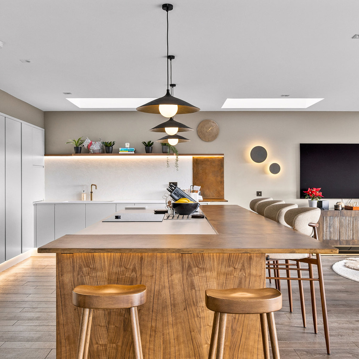 Brass & Black Flume Pendant Light - 17 Inch - FH-P17-B-BK