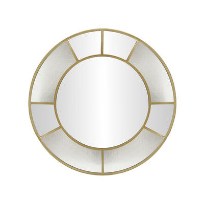 Fenton round wall mirror with aged brass frame, 31-inch