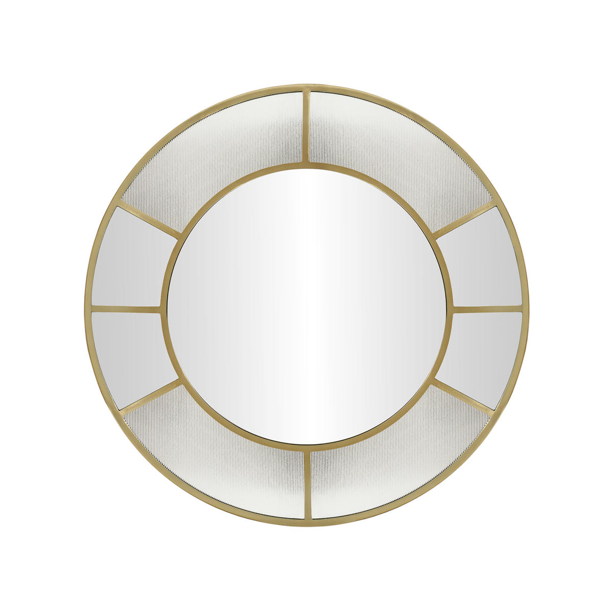 Fenton round wall mirror with aged brass frame, 31-inch