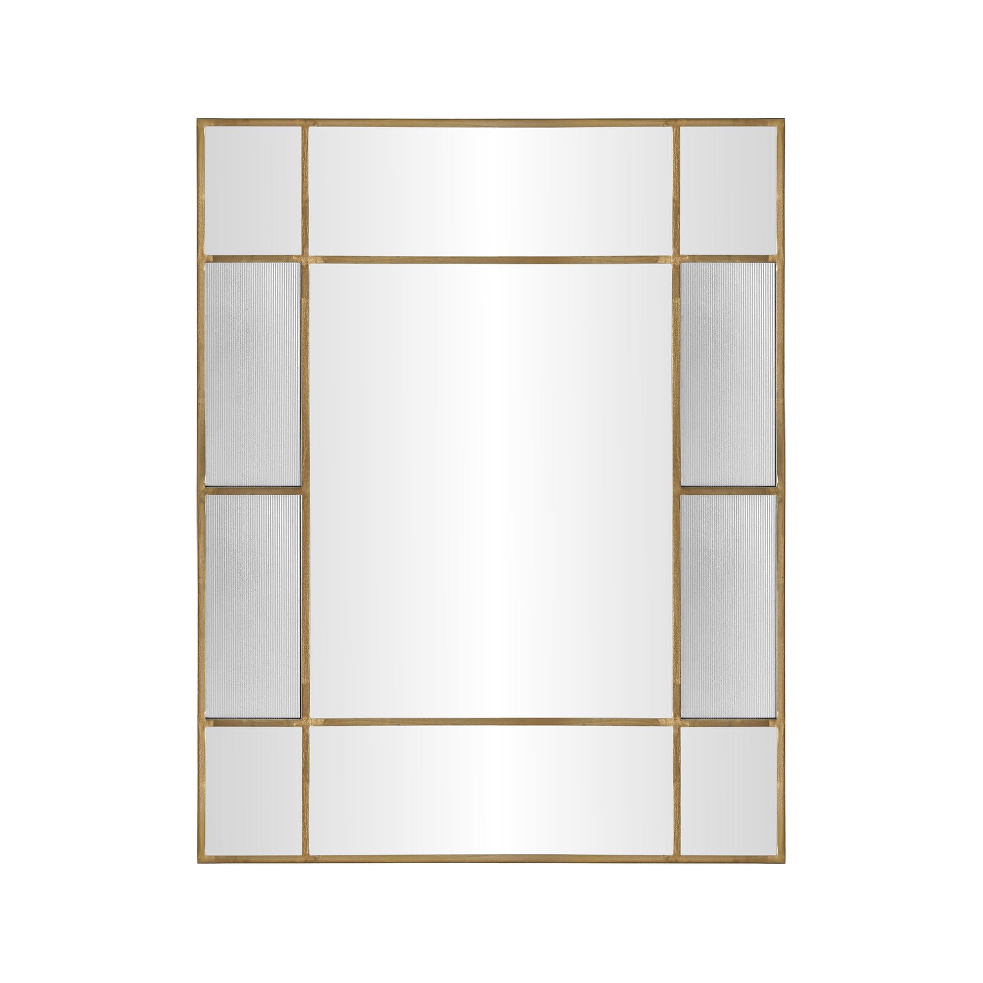 Fenton rectangular wall mirror with aged brass frame, 35-inch