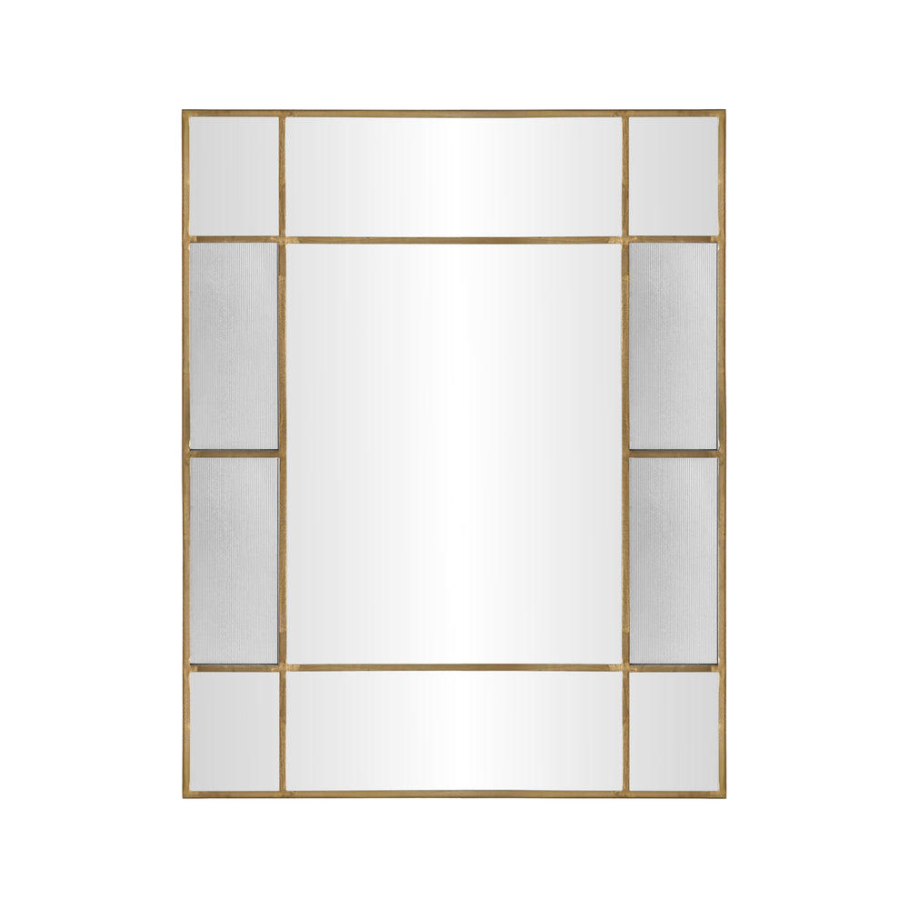 Fenton rectangular wall mirror with aged brass frame, 35-inch