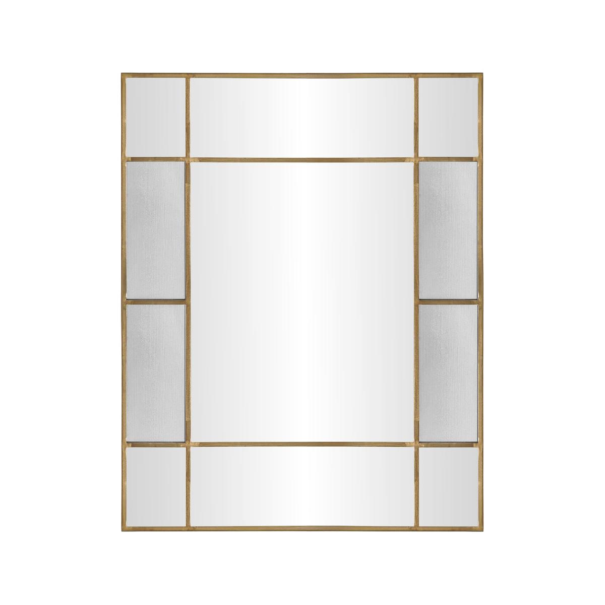 Fenton rectangular wall mirror with aged brass frame, 35-inch