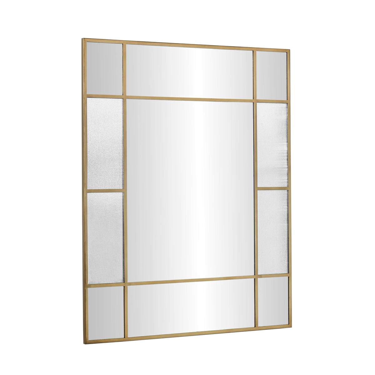 Fenton rectangular wall mirror with aged brass frame, 35-inch