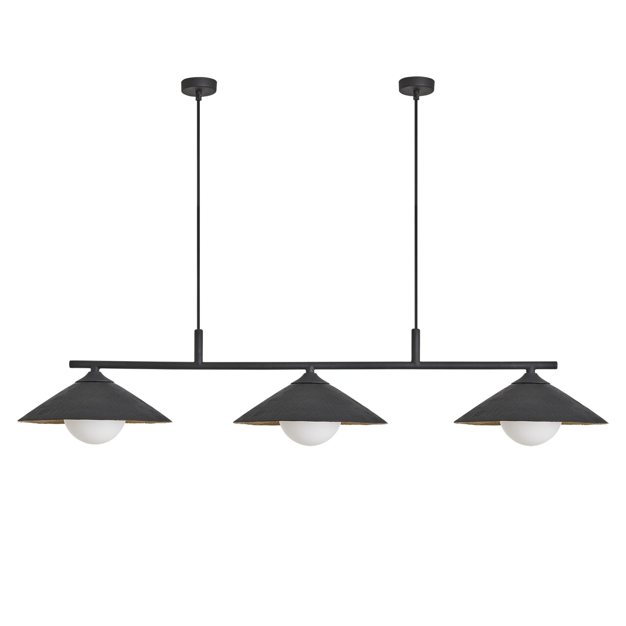 Brass & Black Flume Bar Pendant Light - Triple - FH-P-TR-B-BK