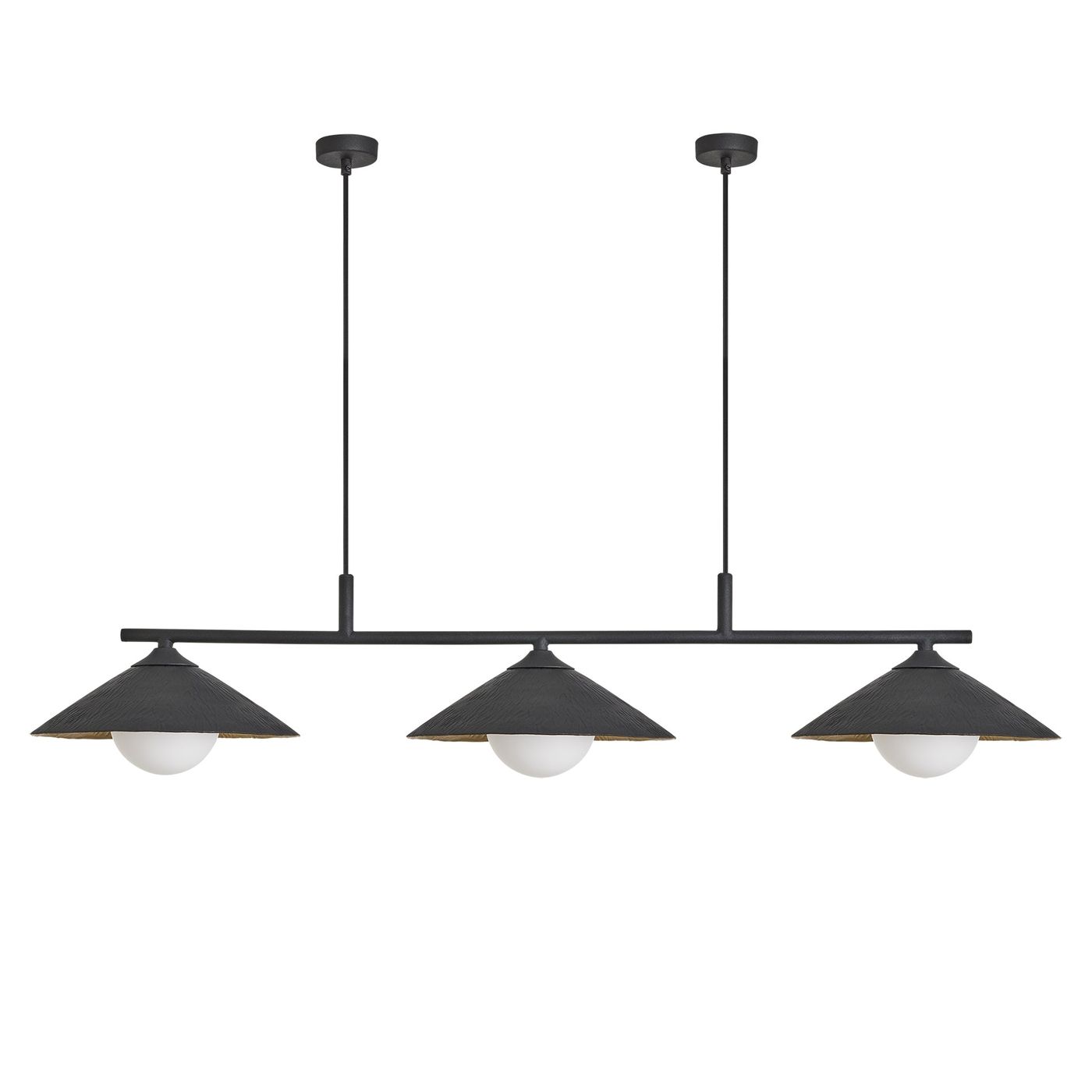 Brass & Black Flume Bar Pendant Light - Triple - FH-P-TR-B-BK