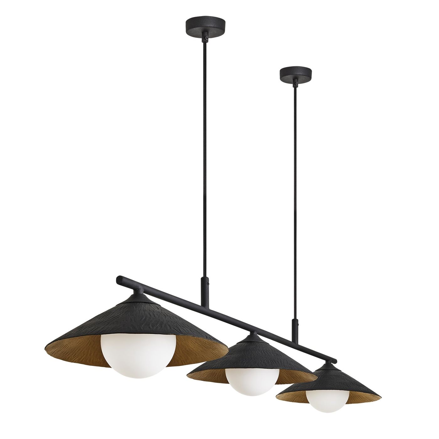 Brass & Black Flume Bar Pendant Light - Triple - FH-P-TR-B-BK