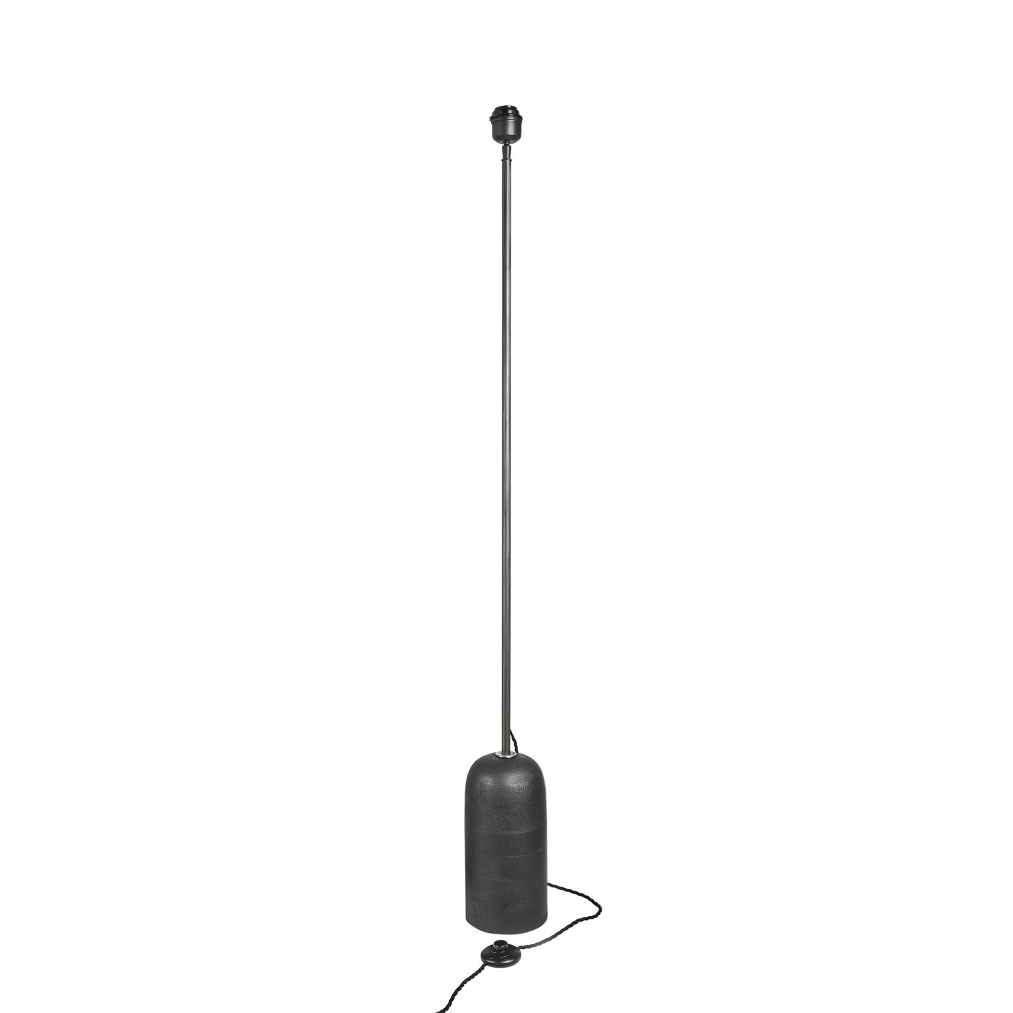 Maribo Wooden Cone Floor Lamp - Black & Pewter - Base Only