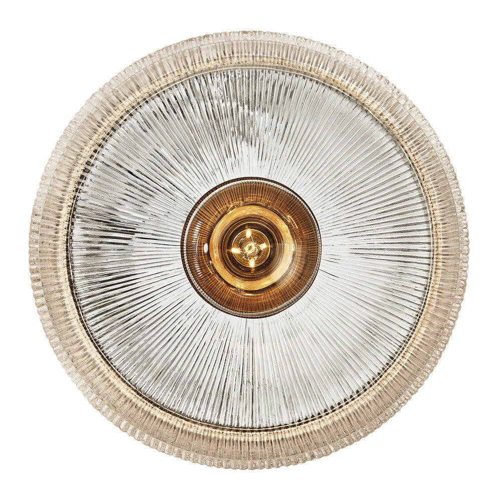 Ribbed Clear Glass Dish Wall Diffuser in 12 Inch with Brass Holder