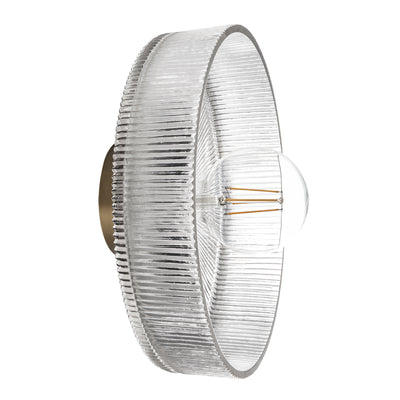 Ribbed Clear Glass Dish Wall Diffuser in 12 Inch with Brass Holder