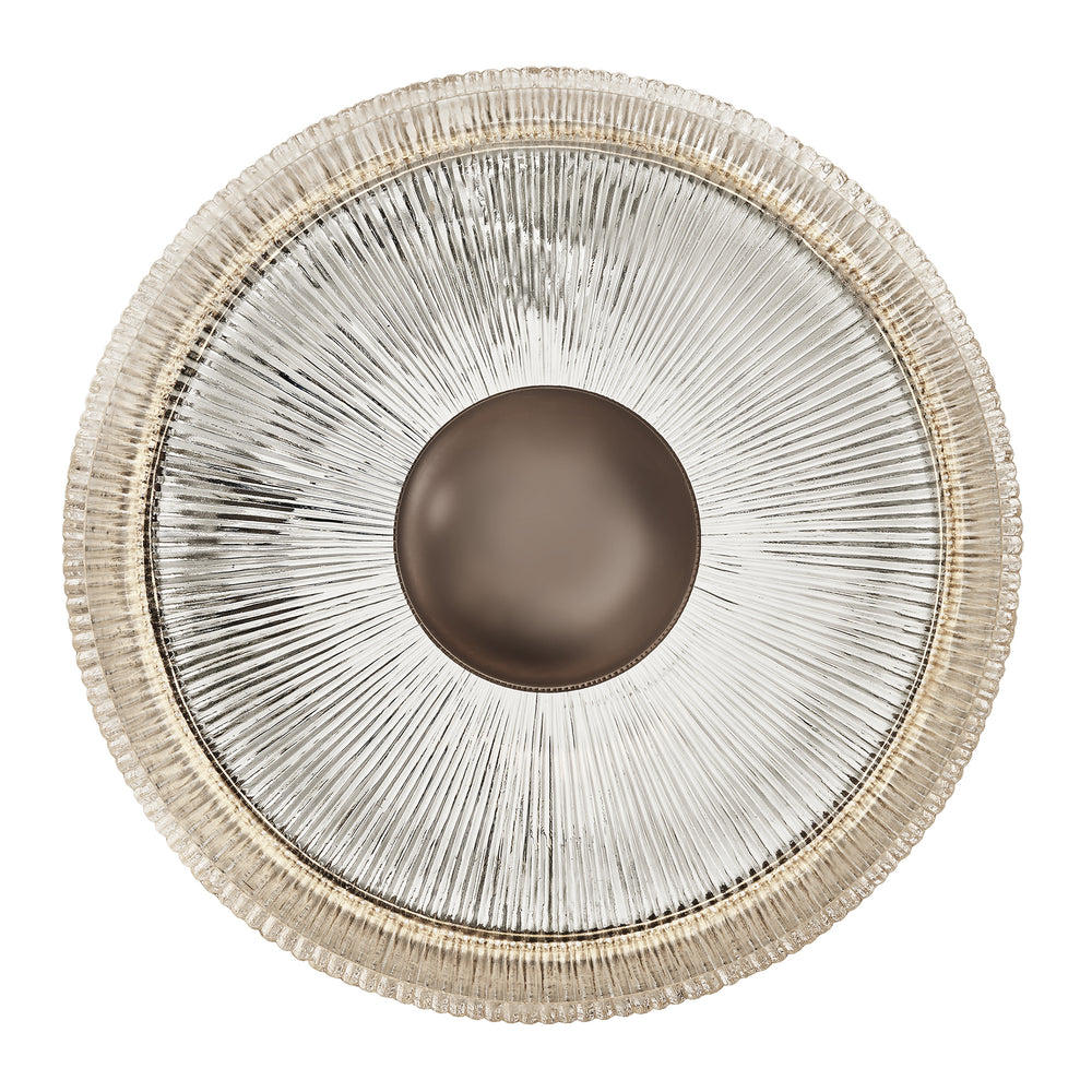 Ribbed Clear Glass Dish Wall Diffuser in 12 Inch with Bronze Holder