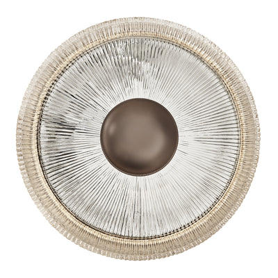 Ribbed Clear Glass Dish Wall Diffuser in 12 Inch with Bronze Holder