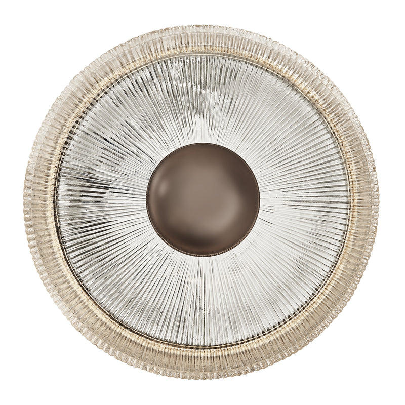 Ribbed Clear Glass Dish Wall Diffuser in 12 Inch with Bronze Holder