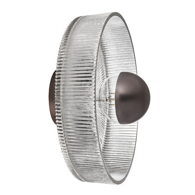 Ribbed Glass Dish Wall Diffuser - 12 Inch - Clear - Dining Room Lights - Industville Lighting UK