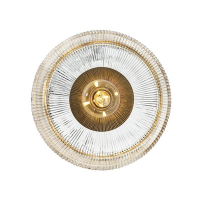 Ribbed Glass Dish Wall Diffuser - 8 Inch - Clear - Dining Room Lights - Industville Lighting UK