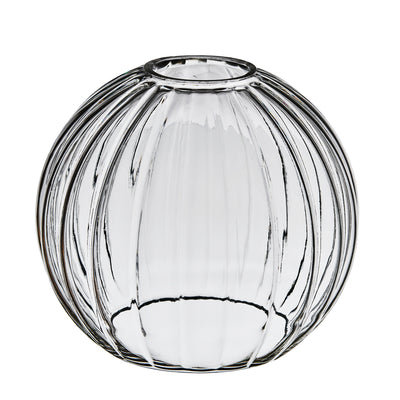 Glass Ribbed Globe - 6 Inch - Clear - Shade Only - Lighting Shades & Lampshades - Industville Lighting UK