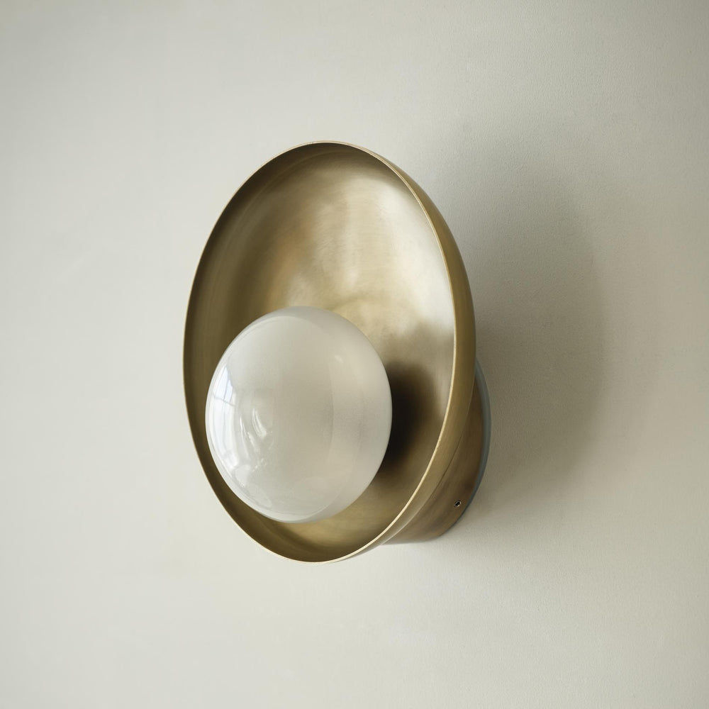 Hayle Outdoor & Bathroom Round Diffuser Wall Light in Brass