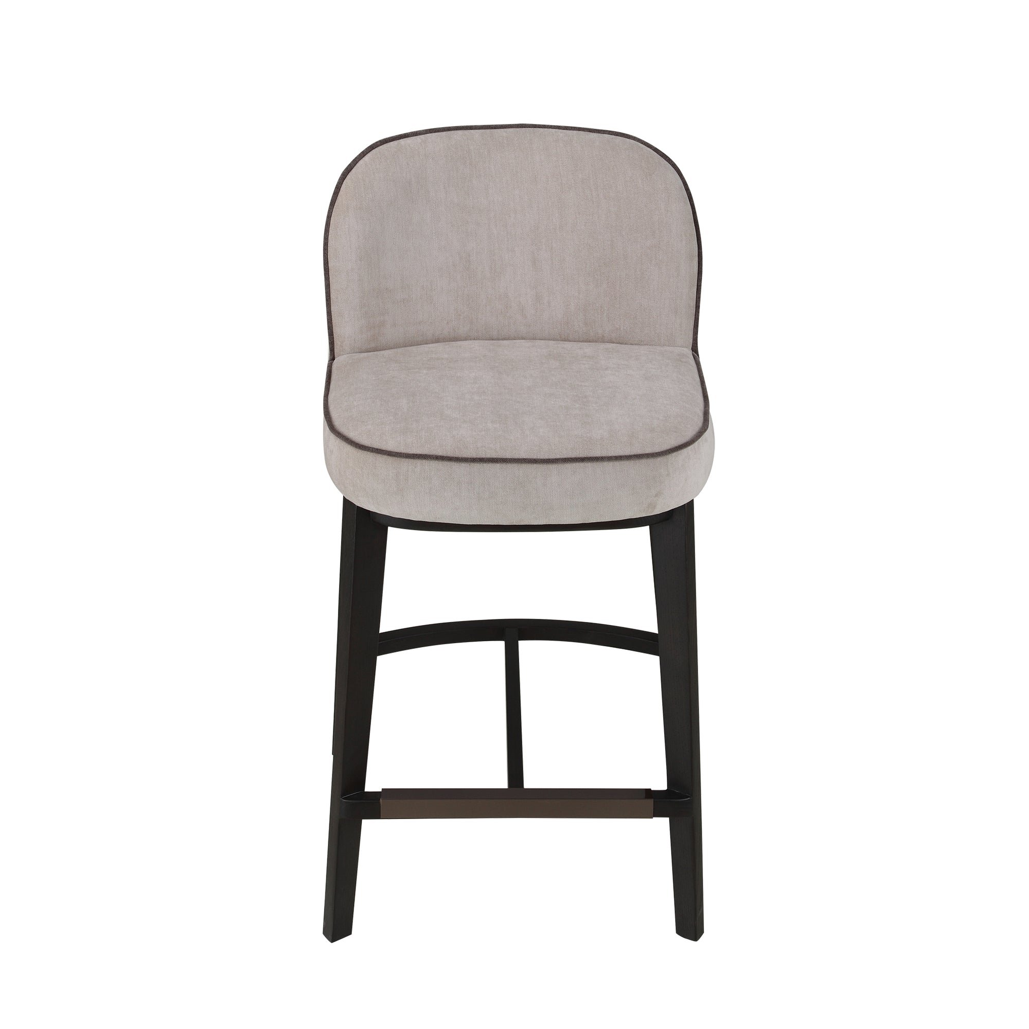 Hamble Counter Height Stool featuring a Black Wooden Frame with Backrest and a Seat Upholstered in Easy-Clean Grey Chenille