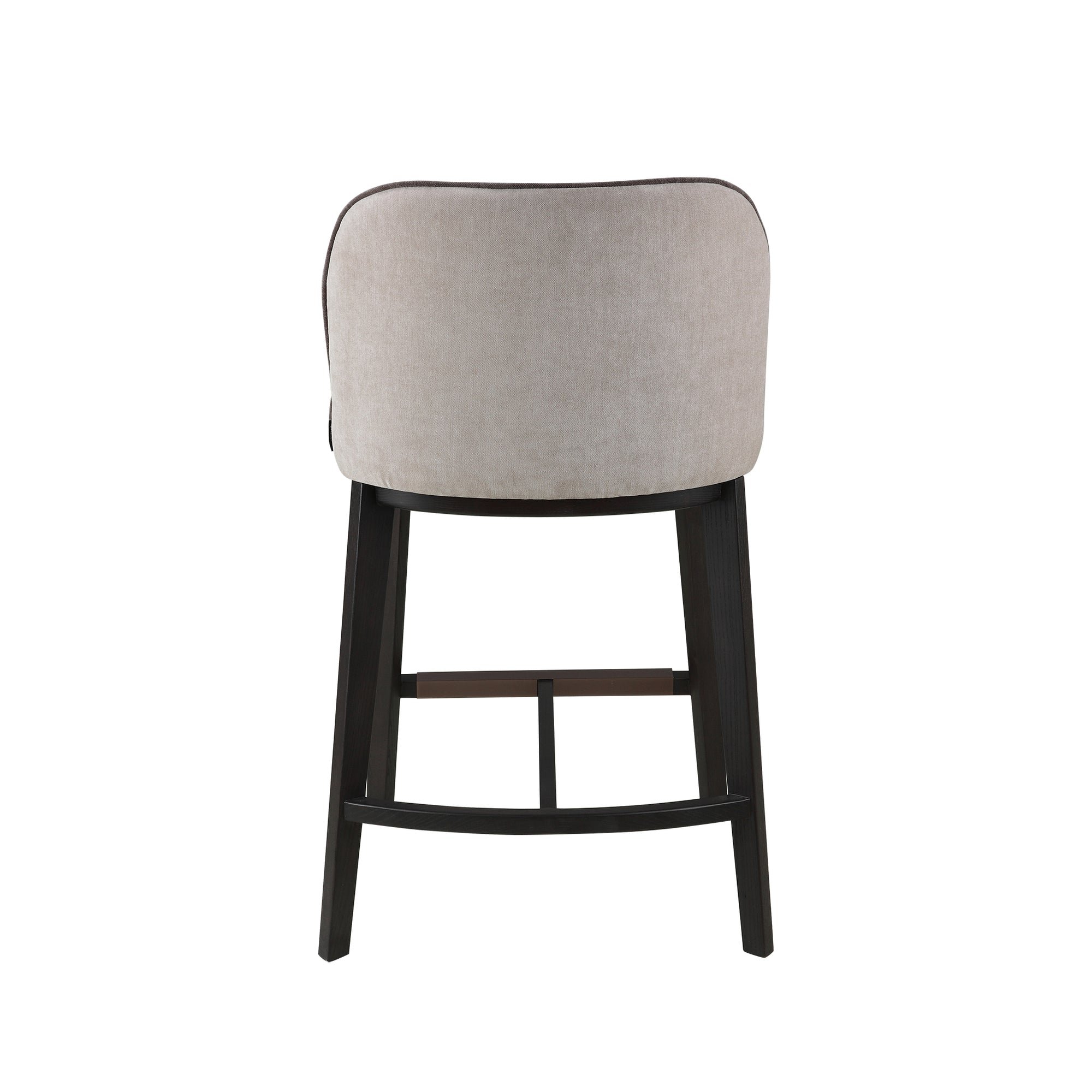 Hamble Counter Height Stool featuring a Black Wooden Frame with Backrest and a Seat Upholstered in Easy-Clean Grey Chenille