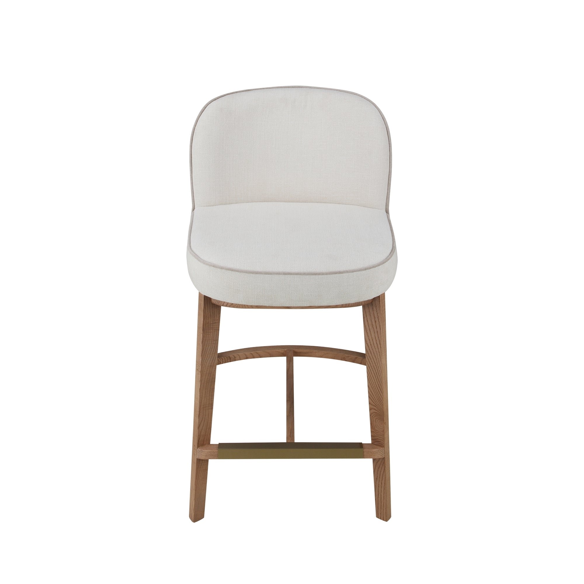 Hamble Counter Height Stool featuring a Natural Wooden Frame with Backrest and a Seat Upholstered in Easy-Clean Natural Chenille